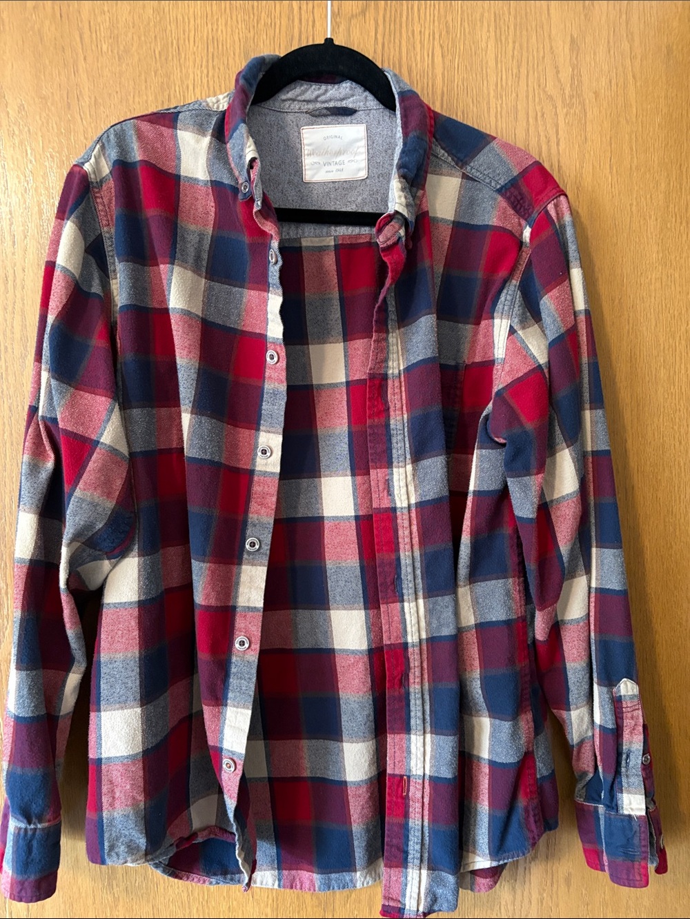 Weatherproof Red, Navy & Cream Plaid Button-Down Shirt